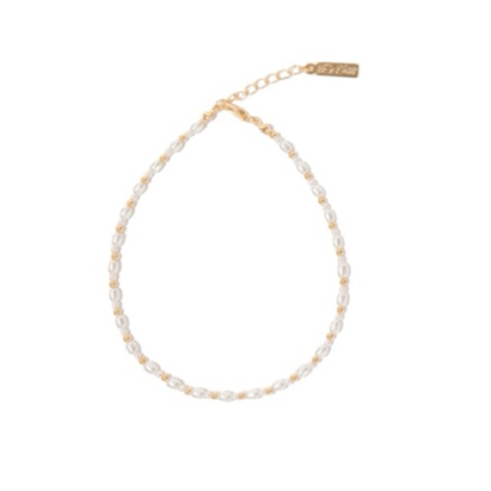 Set And Stones Shelly Gold And Pearl Anklet New